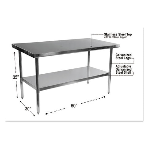 Stainless Steel Table, 60 x 30 x 35, Silver, Sold as 1 Each