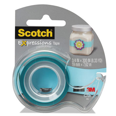 Expressions Magic Tape with Dispenser, 3/4" x 300", Turquoise, Sold as 1 Roll