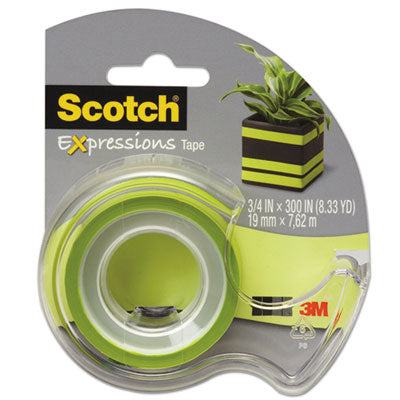 Expressions Magic Tape with Dispenser, 3/4" x 300", Lime Green, Sold as 1 Roll