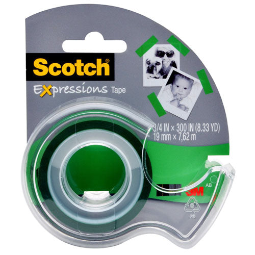 Expressions Magic Tape with Dispenser, 3/4" x 300", Green, Sold as 1 Roll