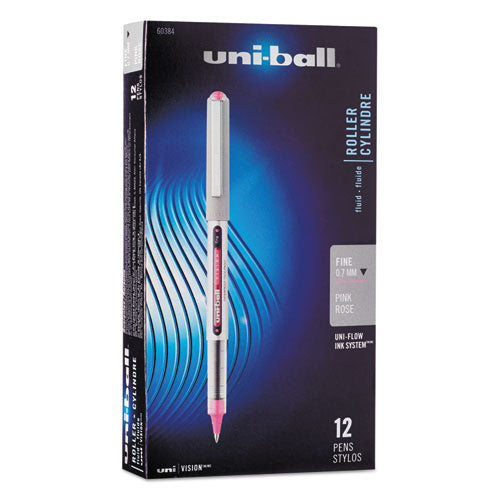 uni-ball - Vision Roller Ball Stick Water-Proof Pen, Passion Pink Ink, Fine, Dozen, Sold as 1 DZ