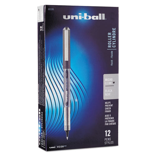 uni-ball - Vision Roller Ball Stick Water-Proof Pen, Black Ink, Micro, Dozen, Sold as 1 DZ