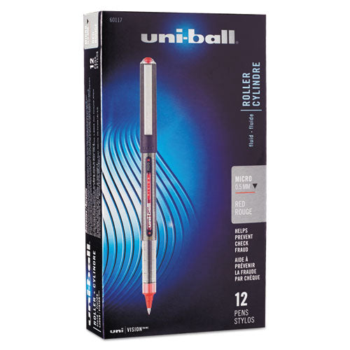 uni-ball - Vision Roller Ball Stick Water-Proof Pen, Red Ink, Micro, Dozen, Sold as 1 DZ