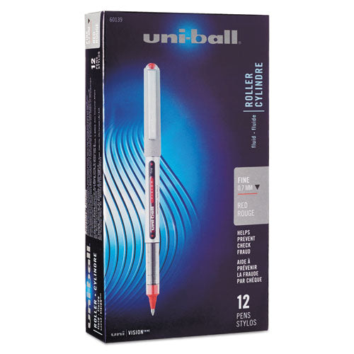 uni-ball - Vision Roller Ball Stick Water-Proof Pen, Red Ink, Fine, Dozen, Sold as 1 DZ
