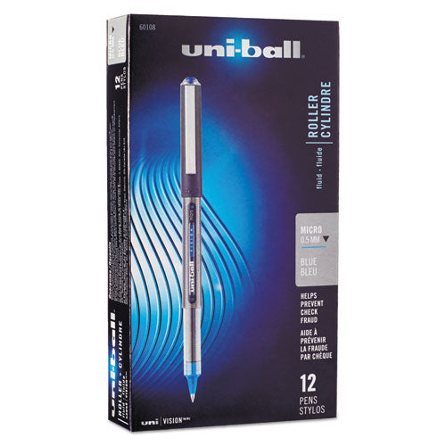 uni-ball - Vision Roller Ball Stick Water-Proof Pen, Blue Ink, Micro, Dozen, Sold as 1 DZ