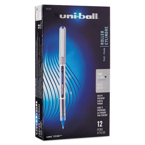 uni-ball - Vision Roller Ball Stick Water-Proof Pen, Blue Ink, Fine, Dozen, Sold as 1 DZ