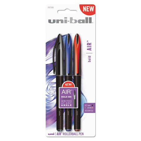 Air Rollerball Pen, .7 mm, Assorted Ink, 3/Pack, Sold as 1 Package
