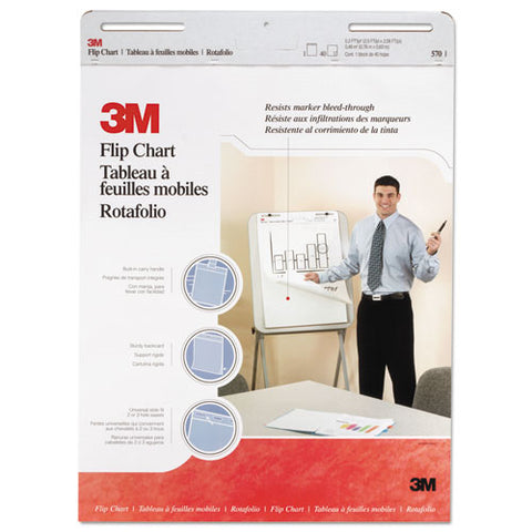 3M - Professional Flip Chart Pad, Unruled, 25 x 30, White, 40 Sheets/Pad, 2/Carton, Sold as 1 CT