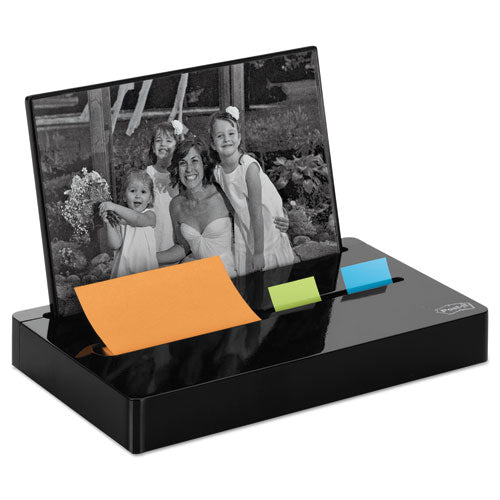 Pop-up Note/Flag Dispenser Plus Photo Frame with 3 x 3 Pad, 50 1" Flags, Black, Sold as 1 Package