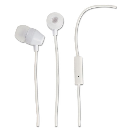 Noise Isolating Earbuds with In-line Microphone, White, Sold as 1 Each