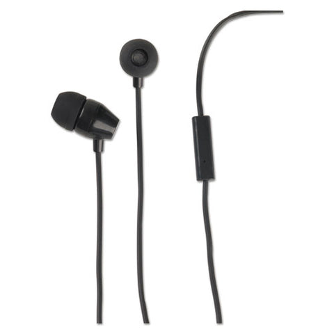 Noise Isolating Earbuds with In-line Microphone, Black, Sold as 1 Each