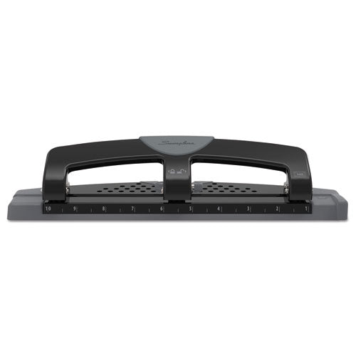 12-Sheet SmartTouch Three-Hole Punch, 9/32" Holes, Black/Gray, Sold as 1 Each