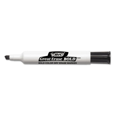 BIC - Great Erase Bold Dry Erase Markers, Chisel Tip, Black, Dozen, Sold as 1 DZ