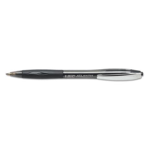 BIC - Atlantis Ballpoint Retractable Ball Pen, Black Ink, Medium, Dozen, Sold as 1 DZ