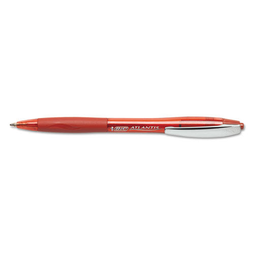 BIC - Atlantis Ballpoint Retractable Ball Pen, Red Ink, Medium, Dozen, Sold as 1 DZ