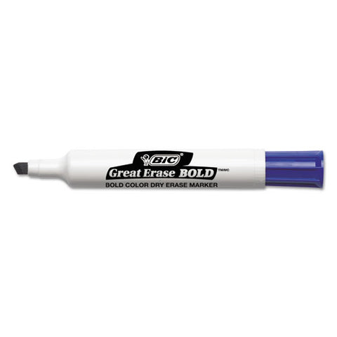 BIC - Great Erase Bold Dry Erase Markers, Chisel Tip, Blue, Dozen, Sold as 1 DZ