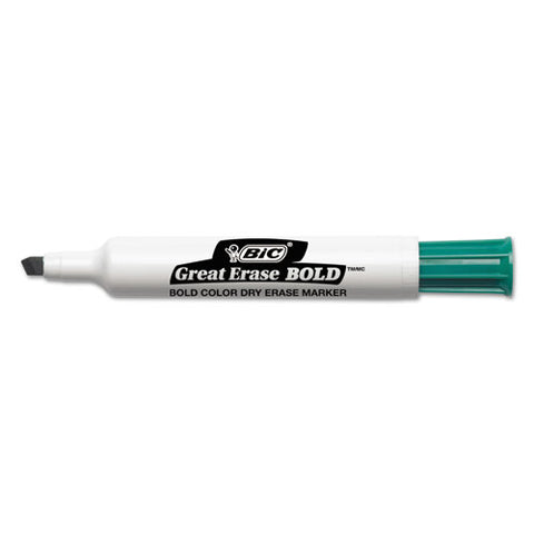 BIC - Great Erase Bold Dry Erase Markers, Chisel Tip, Green, Dozen, Sold as 1 DZ