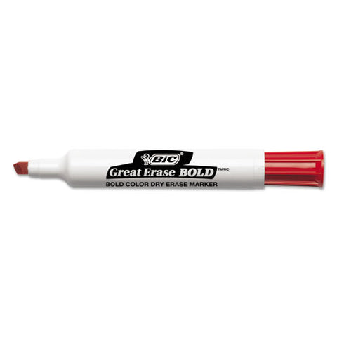 BIC - Great Erase Bold Dry Erase Markers, Chisel Tip, Red, Dozen, Sold as 1 DZ