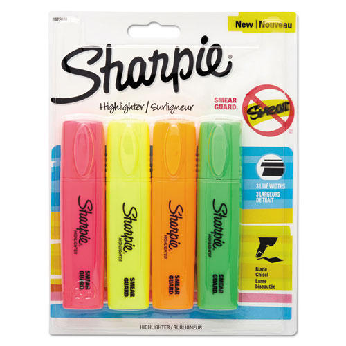 Blade Tip Highlighter, Assorted, 4/Pack, Sold as 1 Package