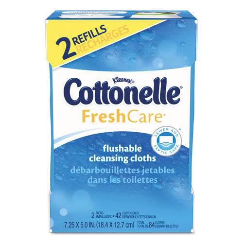 Fresh Care Flushable Cleansing Cloths, White, 3.73 x 5.5, 84/Pack, Sold as 1 Package