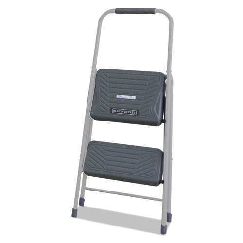 Black and Decker Steel Step Stool, Two-Step, 200 lb Cap, Gray, Sold as 1 Each