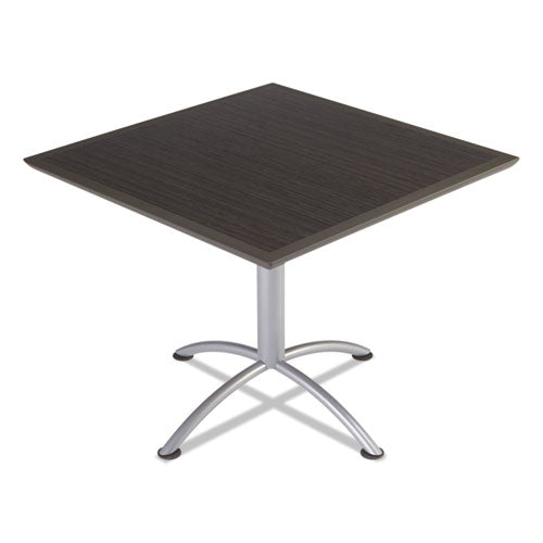 ILand Table, Dura Edge, Square Bistro Style, 36w x 36d x 42h, Gray Walnut/Silver, Sold as 1 Each