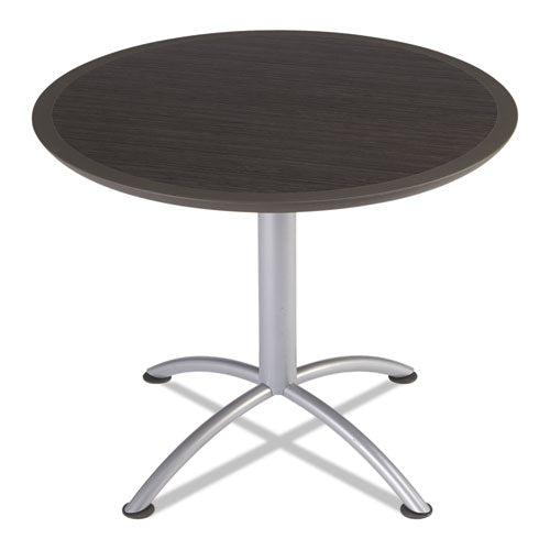 ILand Table, Dura Edge, Round Seated Style, 36 dia x 29h, Gray Walnut/Silver, Sold as 1 Each
