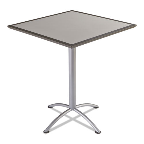 ILand Table, Dura Edge, Square Bistro Style, 36w x 36d x 42h, Gray/Silver, Sold as 1 Each