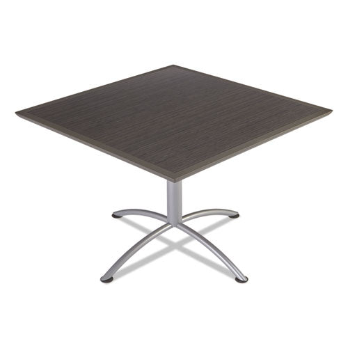 ILand Table, Dura Edge, Square Bistro Style, 42w x 42d x 42h, Gray Walnut/Silver, Sold as 1 Each