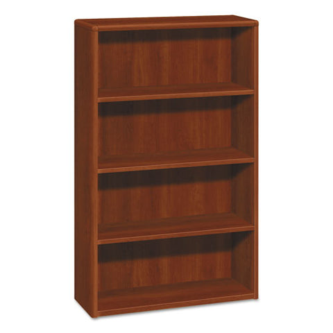 10700 Series Wood Bookcase, Four Shelf, 36w x 13 1/8d x 57 1/8h, Cognac, Sold as 1 Each