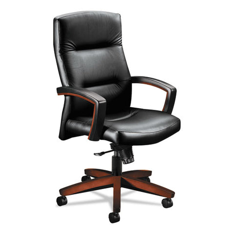 5000 Series Executive High-Back Swivel/Tilt Chair, Black Vinyl/Cognac, Sold as 1 Each