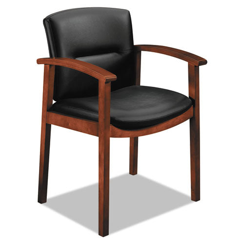 5000 Series Park Avenue Collection Guest Chair, Black Leather/Cognac, Sold as 1 Each