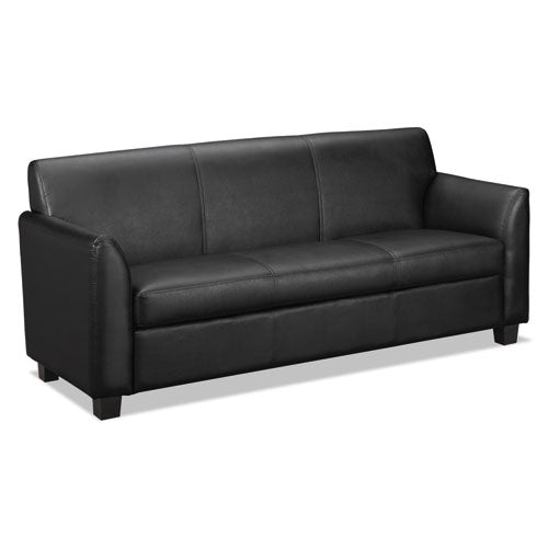 VL870 Series Leather Reception Three-Cushion Sofa, 73w x 28 3/4d x 32h, Black, Sold as 1 Each
