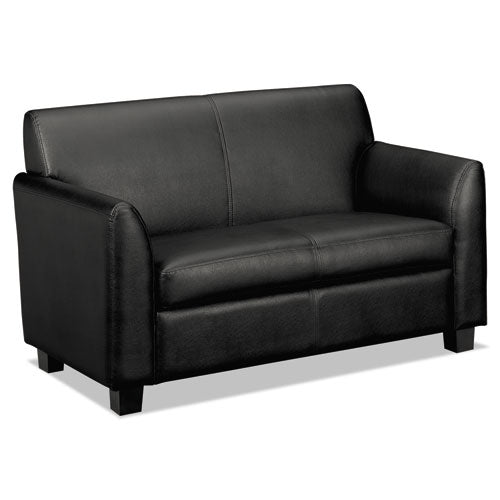 VL870 Series Leather Reception Two-Cushion Loveseat, 53 1/2 x 28 3/4 x 32, Black, Sold as 1 Each