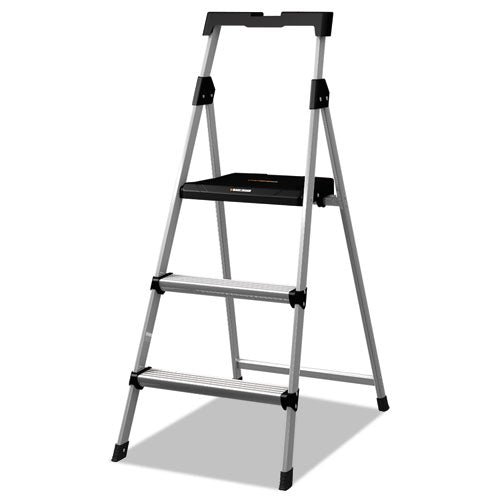 Aluminum Step Stool Ladder, 250lb cap, 20w x 31 spread x 47h, Sold as 1 Each