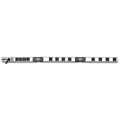Power Strip, 12 Outlets, 1 1/2 x 36 x 1 1/2, 15 ft Cord, Silver/Black, Sold as 1 Each