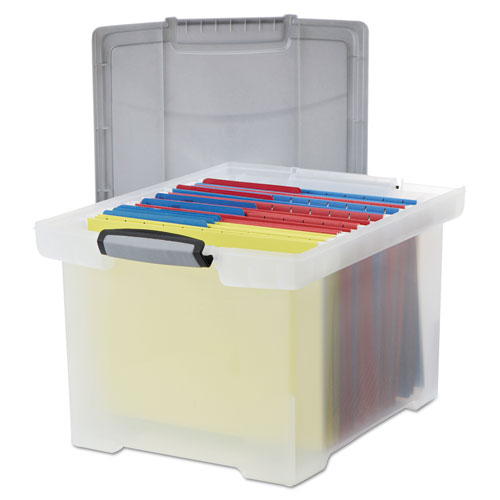 Storex - Portable File Tote w/Locking Handle Storage Box, Letter/Legal, Clear, Sold as 1 EA