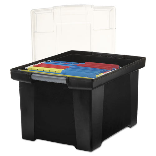 Storex - Plastic File Tote Storage Box, Letter/Legal, Snap-On Lid, Black, Sold as 1 EA