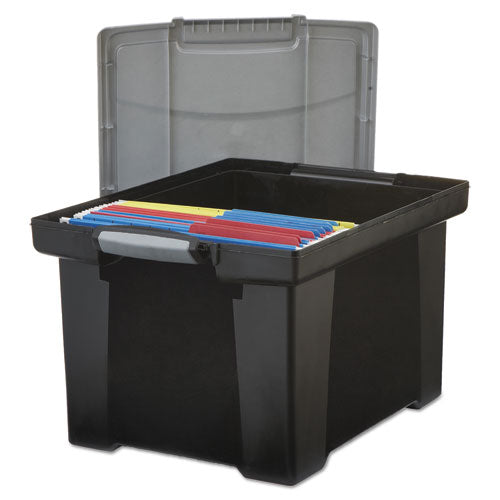Storex - Portable File Tote w/Locking Handle Storage Box, Letter/Legal, Black, Sold as 1 EA
