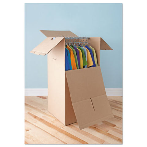 Brown Corrugated Wardrobe Moving/Storage Boxes, 24l x 20w x 46h, 5/Bundle, Sold as 1 Bundle