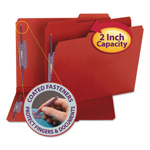 Smead - Colored Pressboard Fastener Folders, Letter, 1/3 Cut, Bright Red, 25/Box, Sold as 1 BX
