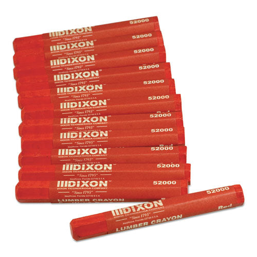 Lumber Crayons, 4 1/2 x 1/2, Red, Dozen, Sold as 1 Dozen