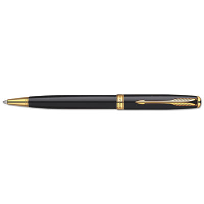 Sonnet Ballpoint Pen, Deep Black/Gold Barrel, Black Ink, Medium, Sold as 1 Each