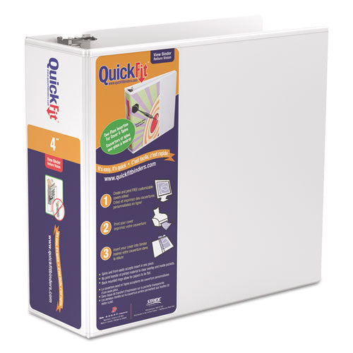 Stride - Quick Fit D-Ring View Binder, 4-inch Capacity, White, Sold as 1 EA