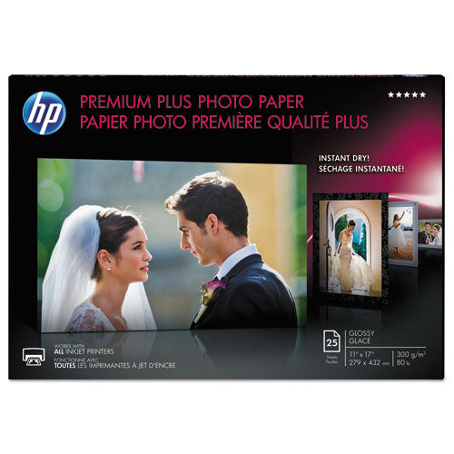 Premium Plus Photo Paper, 75 lbs., Glossy, 11 x 17, 25 Sheets/Pack, Sold as 1 Package