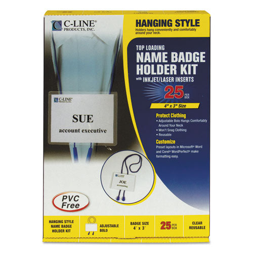 C-Line - Badge Holder Kits, Top Load, 3 x 4, White, 25/Box, Sold as 1 BX