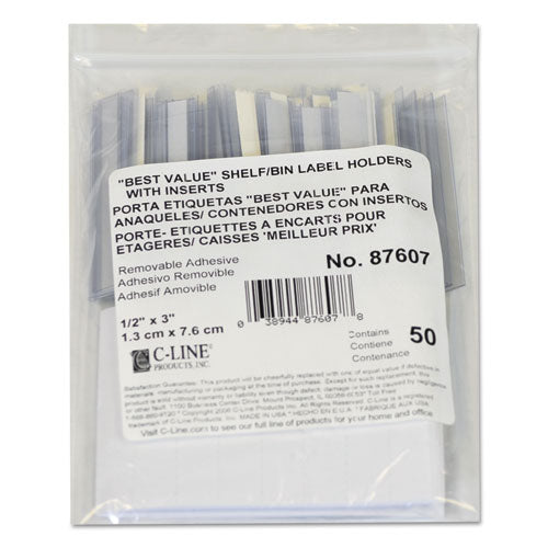 C-Line - Label Holders, Top Load, 3 x 1/2, Clear, 50/Pack, Sold as 1 PK