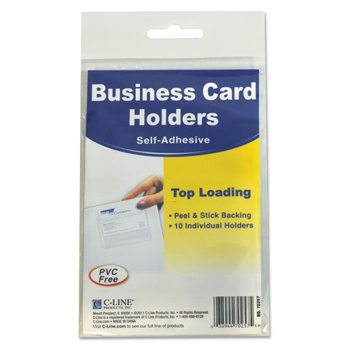 C-Line - Self-Adhesive Business Card Holders, Top Load, 3-1/2 x 2, Clear, 10/Pack, Sold as 1 PK