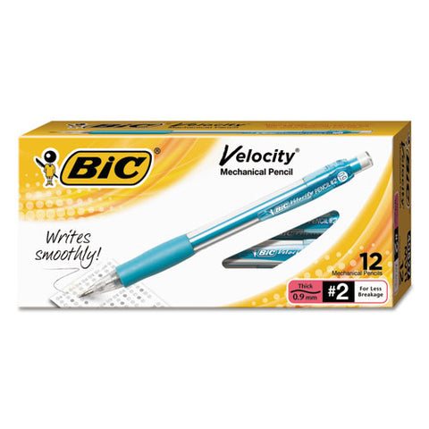 BIC - Velocity Mechanical Pencil, HB #2, 0.90 mm, Blue Barrel, Refillable, Sold as 1 DZ