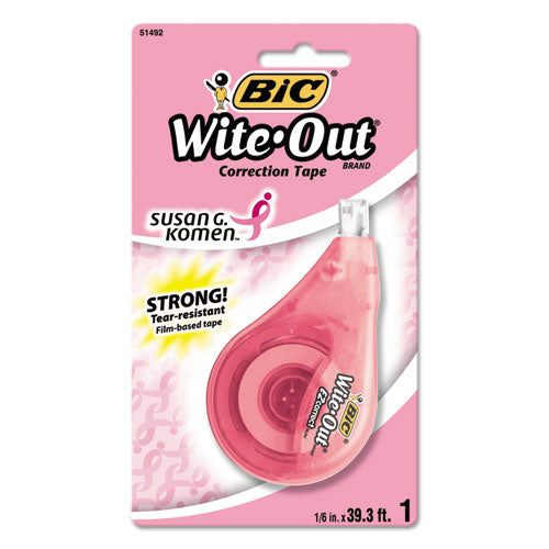 BIC - Wite-Out EZ Correct Correction Tape, 1/6-inch x 472-inch, Pink Ribbon Dispenser, Sold as 1 PK